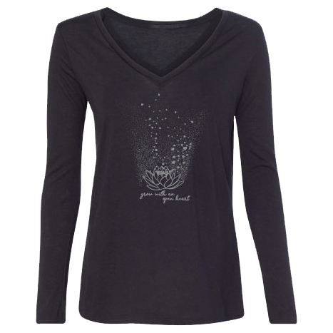Grow with an Open Heart - Lotus Flower-Long Sleeve T-Shirts-LollyDagger