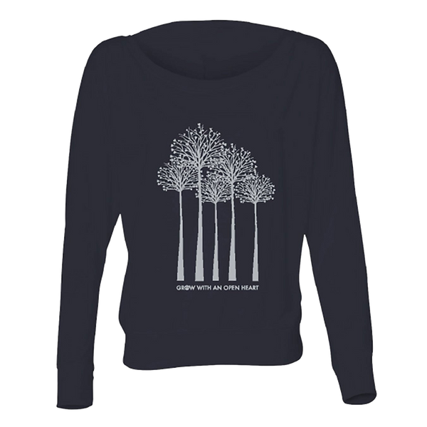 Grow with an Open Heart - Trees - Midnight Blue-Long Sleeve T-Shirts-LollyDagger